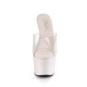 Pleaser ADORE-701HMG Platform Slide (Clear/Opal Multi Mini Glitter)