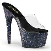 Pleaser ADORE-701LG Platform Slide (Clear/Black Holo Glitter) 5