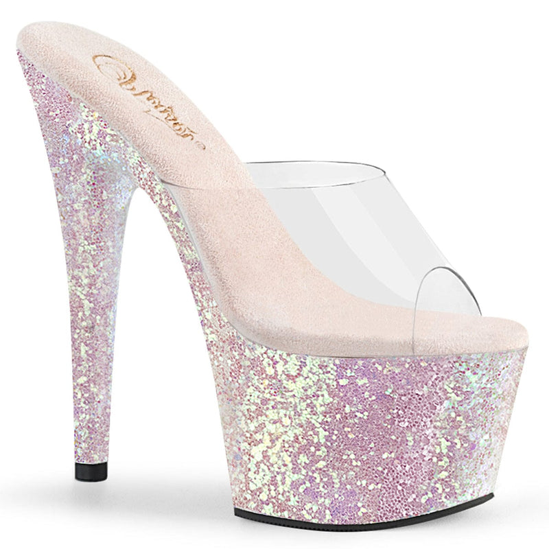 Pleaser ADORE-701LG Platform Slide (Clear/Opal Multi Glitter)