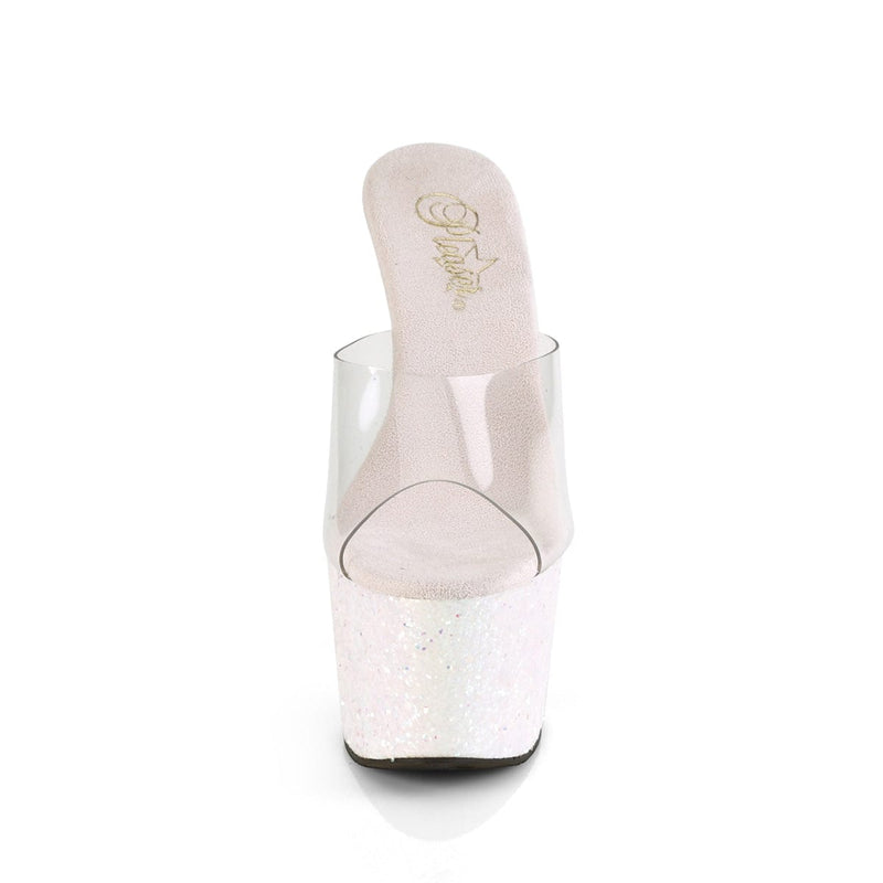 Pleaser ADORE-701LG Platform Slide (Clear/Opal Multi Glitter)