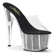 Pleaser ADORE-701SRS Platform Slide (Clear/Black SRhinestone)