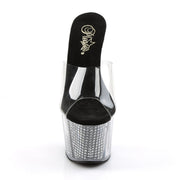 Pleaser ADORE-701SRS Platform Slide (Clear/Black SRhinestone)