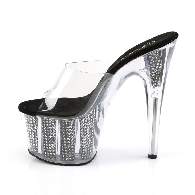 Pleaser ADORE-701SRS Platform Slide (Clear/Black SRhinestone)