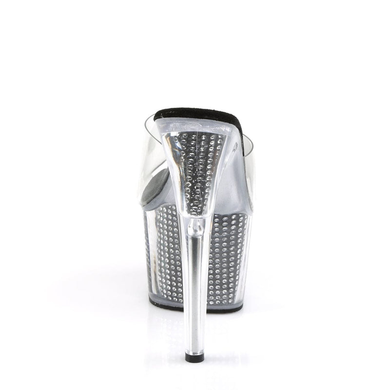 Pleaser ADORE-701SRS Platform Slide (Clear/Black SRhinestone)