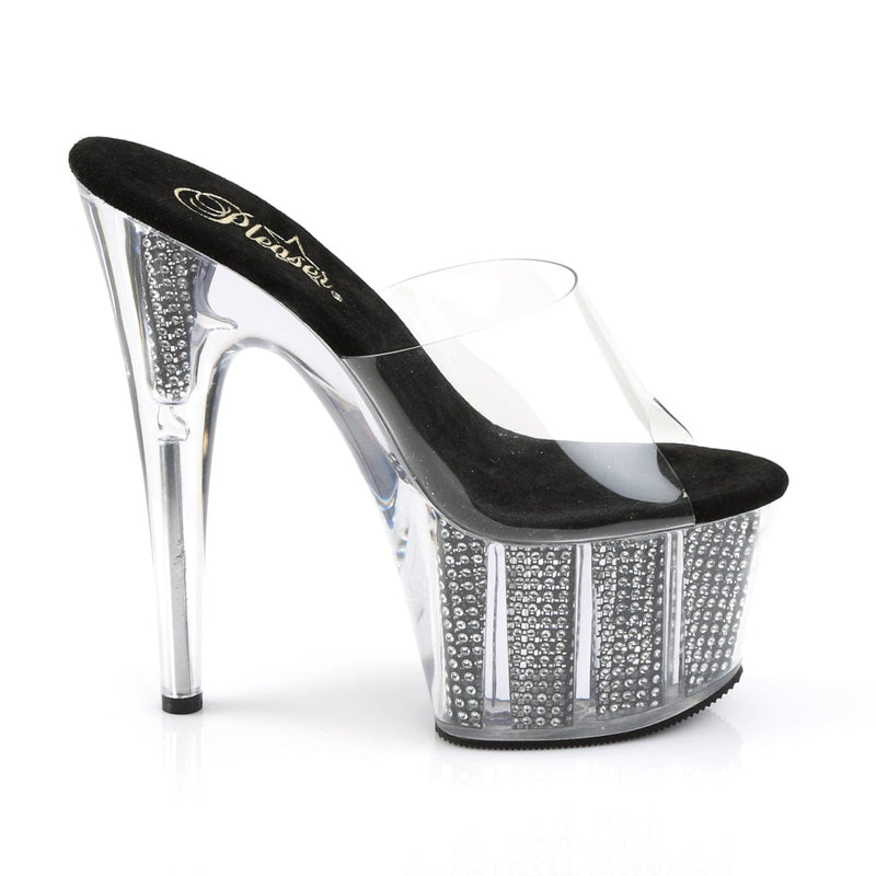 Pleaser ADORE-701SRS Platform Slide (Clear/Black SRhinestone)