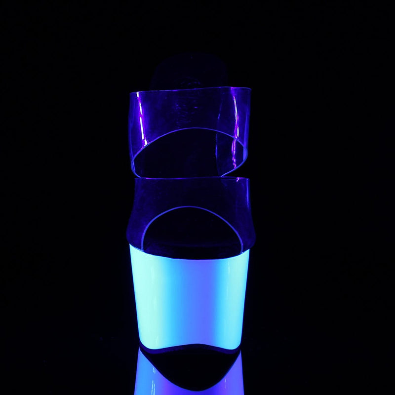 Pleaser ADORE-702UV Platform Slide (Clear/Neon White)