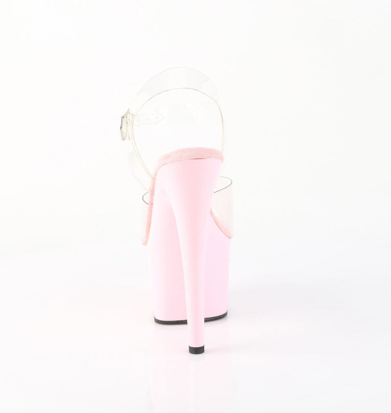 Pleaser ADORE-708 Platform Sandal (Clear/Baby Pink)