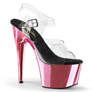 Pleaser ADORE-708 Platform Sandal (Clear/Baby Pink Chrome) 5