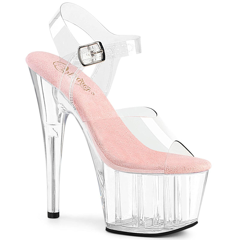 Pleaser ADORE-708 Platform Sandal (Clear-Baby Pink/Clear)
