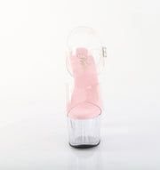 Pleaser ADORE-708 Platform Sandal (Clear-Baby Pink/Clear)