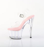 Pleaser ADORE-708 Platform Sandal (Clear-Baby Pink/Clear)