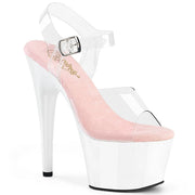 Pleaser ADORE-708 Platform Sandal (Clear-Baby Pink/White)