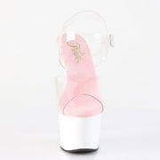 Pleaser ADORE-708 Platform Sandal (Clear-Baby Pink/White)