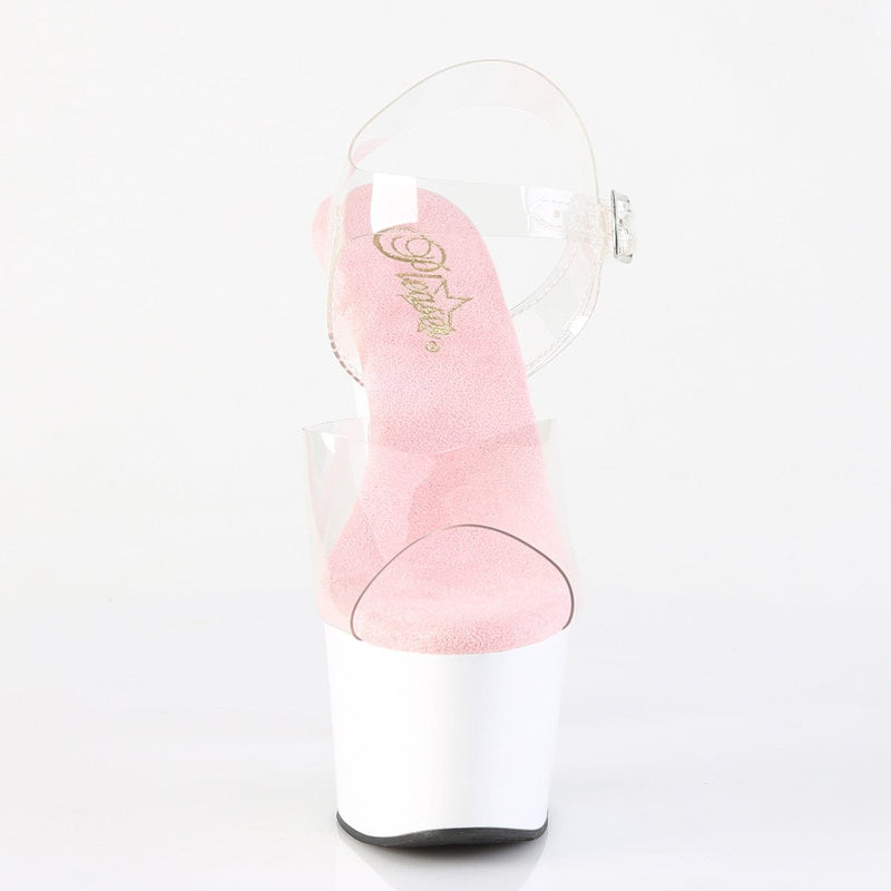 Pleaser ADORE-708 Platform Sandal (Clear-Baby Pink/White)