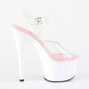 Pleaser ADORE-708 Platform Sandal (Clear-Baby Pink/White)