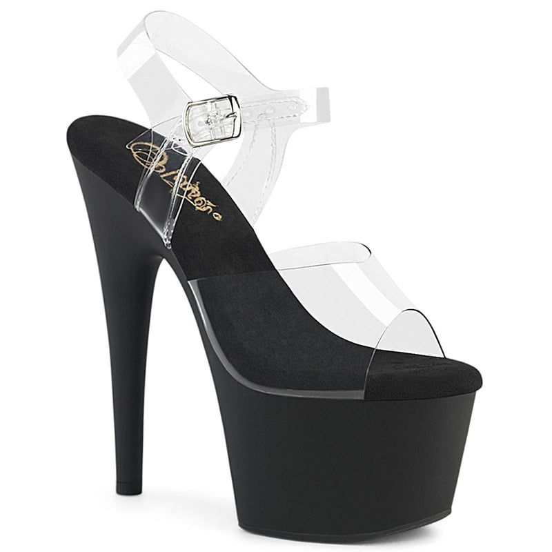 Pleaser ADORE-708 Platform Sandal (Clear/Black Matte)