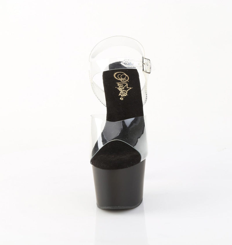 Pleaser ADORE-708 Platform Sandal (Clear/Black Matte)