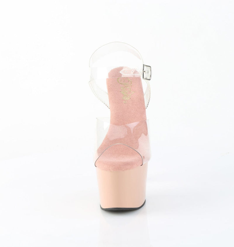 Pleaser ADORE-708 Platform Sandal (Clear/Blush)
