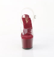 Pleaser ADORE-708 Platform Sandal (Clear/Burgundy)