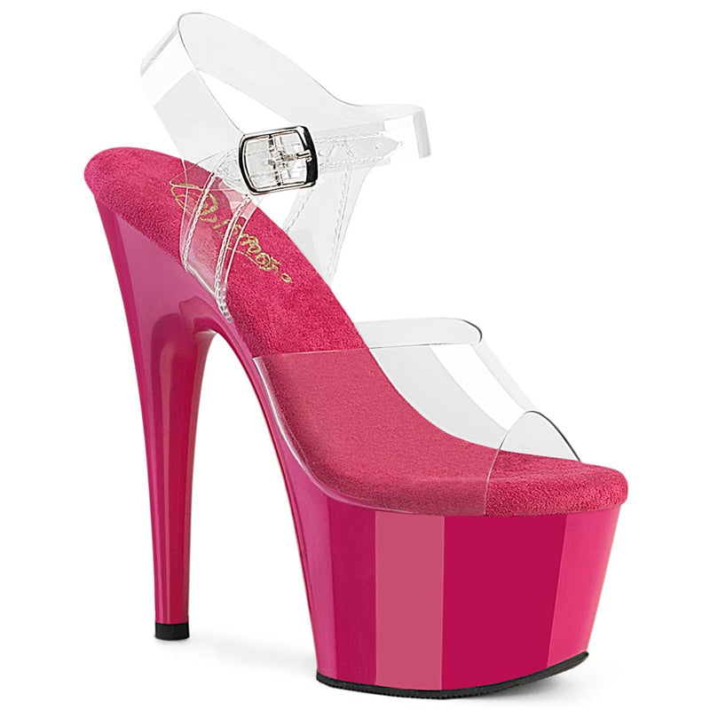 Pleaser ADORE-708 Platform Sandal (Clear/Hot Pink)