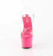 Pleaser ADORE-708 Platform Sandal (Clear/Hot Pink)