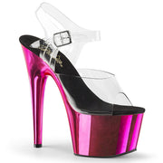 Pleaser ADORE-708 Platform Sandal (Clear/Hot Pink Chrome) 5