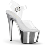 Pleaser ADORE-708 Platform Sandal (Clear-Matching/Silver Chrome) 5