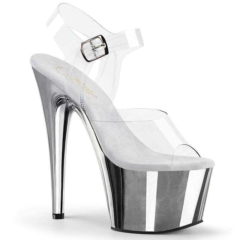 Pleaser ADORE-708 Platform Sandal (Clear-Matching/Silver Chrome) 5