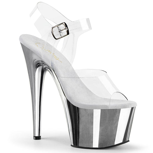 Pleaser ADORE-708 Platform Sandal (Clear-Matching/Silver Chrome) 5