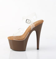 Pleaser ADORE-708 Platform Sandal (Clear/Mocha)