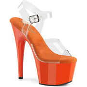 Pleaser ADORE-708 Platform Sandal (Clear/Orange)