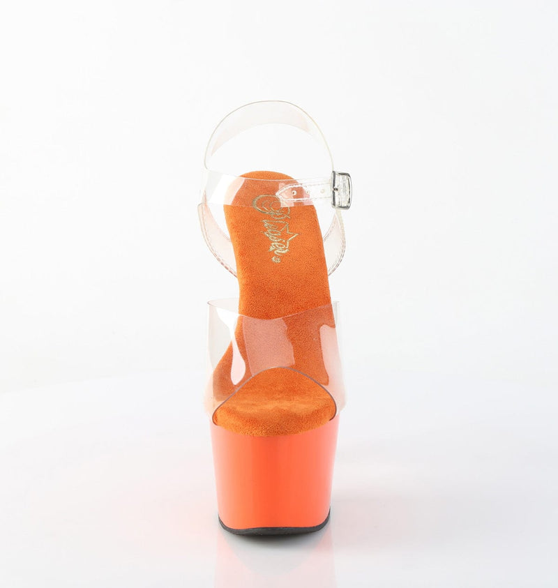 Pleaser ADORE-708 Platform Sandal (Clear/Orange)