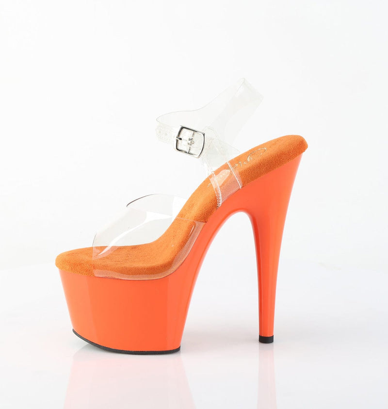 Pleaser ADORE-708 Platform Sandal (Clear/Orange)