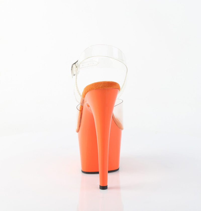 Pleaser ADORE-708 Platform Sandal (Clear/Orange)