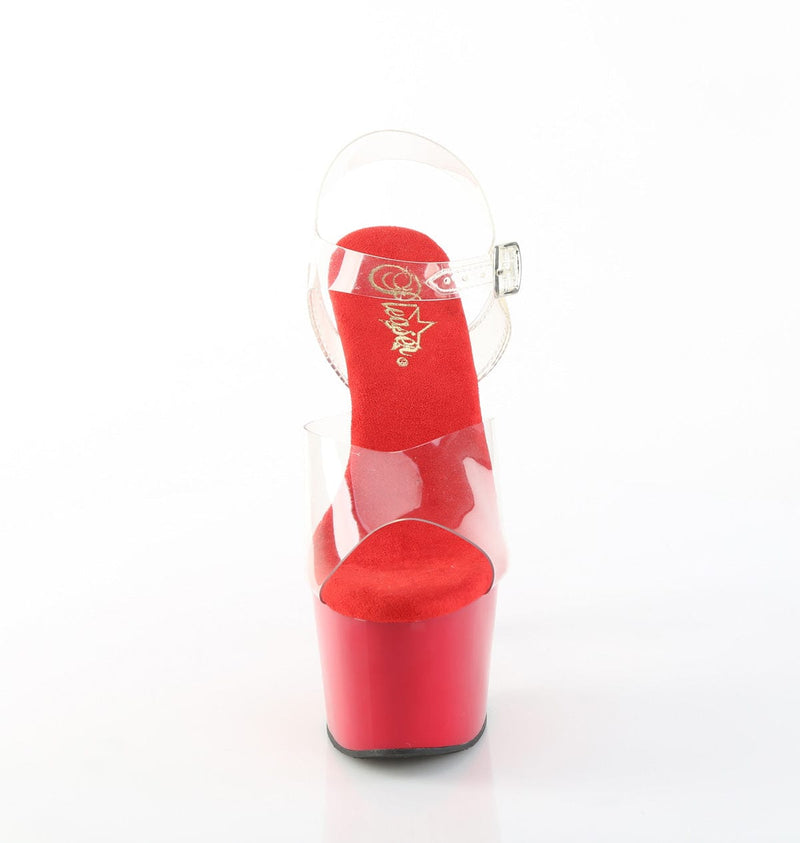 Pleaser ADORE-708 Platform Sandal (Clear/Red)