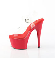 Pleaser ADORE-708 Platform Sandal (Clear/Red)