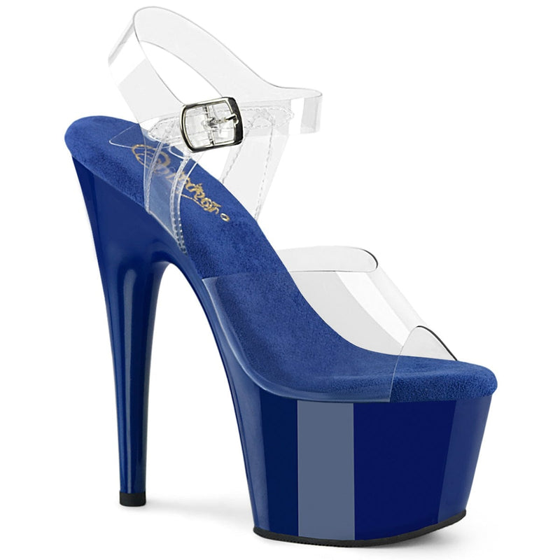 Pleaser ADORE-708 Platform Sandal (Clear/Royal Blue)