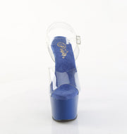 Pleaser ADORE-708 Platform Sandal (Clear/Royal Blue)