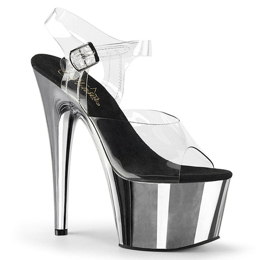Pleaser ADORE-708 Platform Sandal (Clear/Silver Chrome) 5