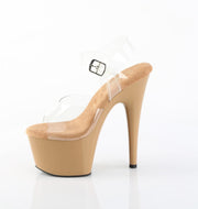 Pleaser ADORE-708 Platform Sandal (Clear/Toffee)
