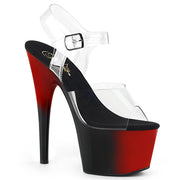 Pleaser ADORE-708BR Platform Sandal (Clear/Red-Black)