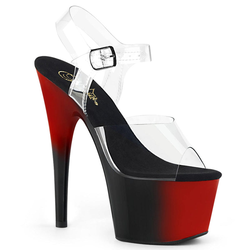 Pleaser ADORE-708BR Platform Sandal (Clear/Red-Black)