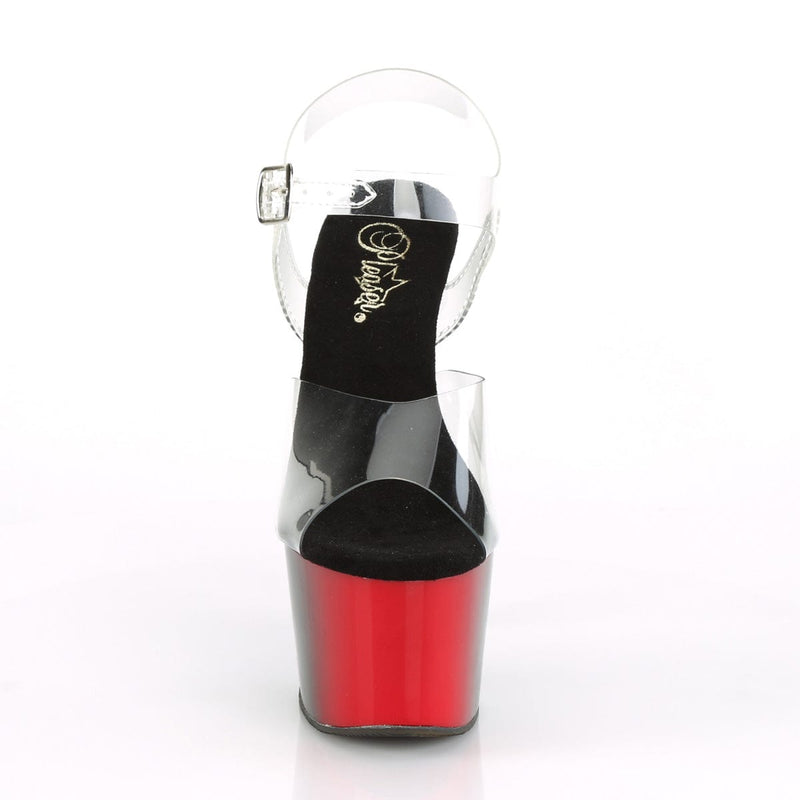 Pleaser ADORE-708BR Platform Sandal (Clear/Red-Black)