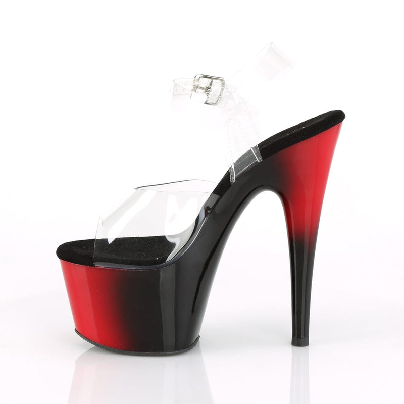 Pleaser ADORE-708BR Platform Sandal (Clear/Red-Black)