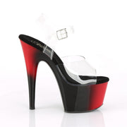 Pleaser ADORE-708BR Platform Sandal (Clear/Red-Black)