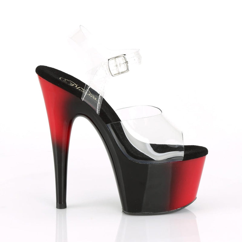 Pleaser ADORE-708BR Platform Sandal (Clear/Red-Black)
