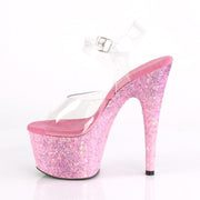 Pleaser ADORE-708CF Platform Sandal (Clear/Pink Confetti)