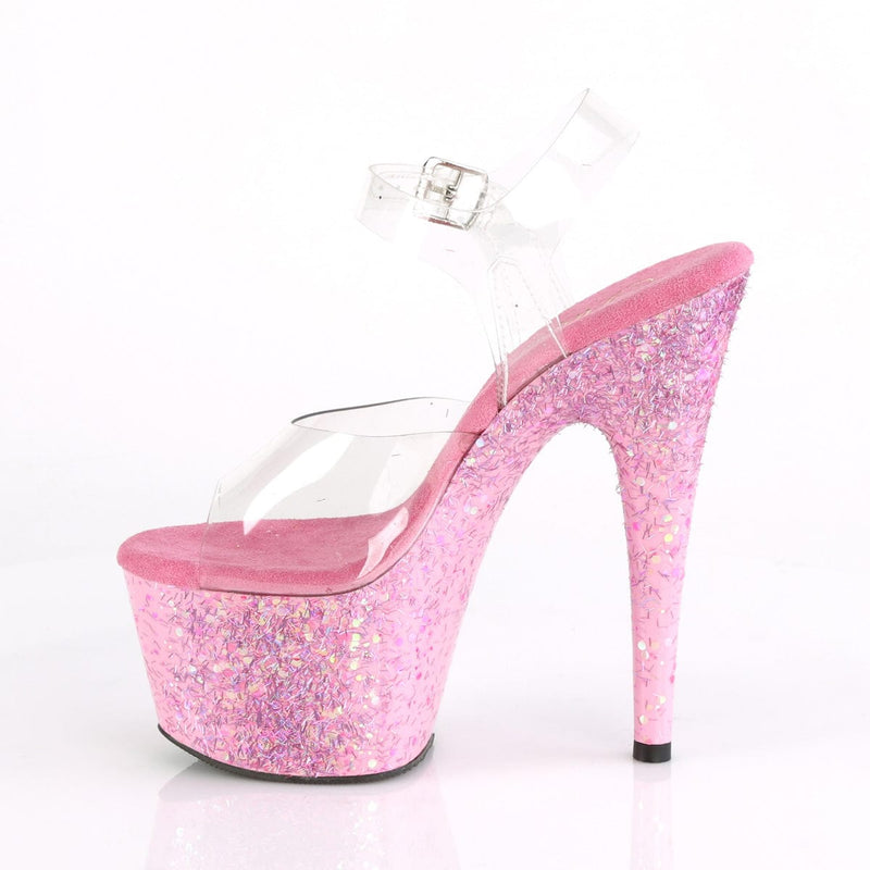 Pleaser ADORE-708CF Platform Sandal (Clear/Pink Confetti)