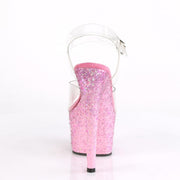 Pleaser ADORE-708CF Platform Sandal (Clear/Pink Confetti)