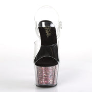 Pleaser ADORE-708CG Clear/Pink Confetti Glitter